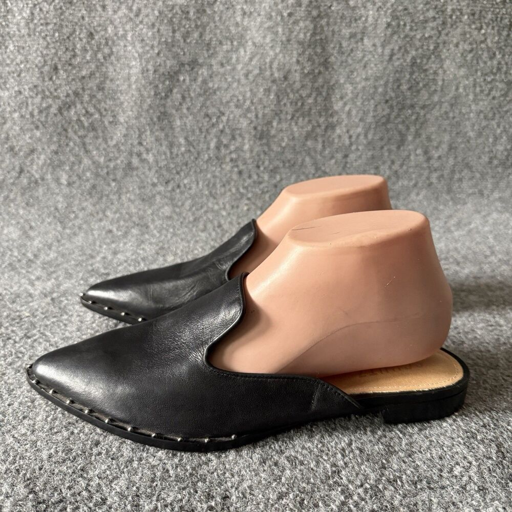 Schutz Black Studded Leather Mule Flats Pointed Toe Slip-On Women's US 8B - Picture 5 of 8